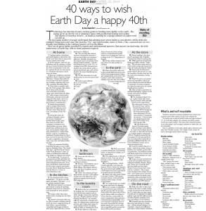 Cincinnati Enquirer: "50 easy, earth-friendly ideas"