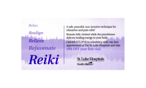 St. Luke Hospitals reiki services coupon