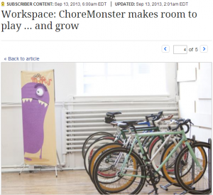 Business Courier, Sept. 2013: "ChoreMonster makes room to play ... and grow"