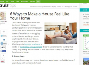 Trulia blog, Aug. 23, 2014: "6 Ways to Make a House Feel Like Home"