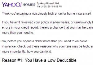 Yahoo! Homes: "Stop making these home insurance mistakes"