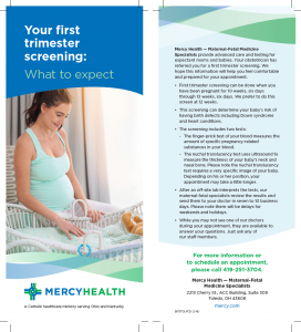 Mercy Health first trimester screening pamphlet